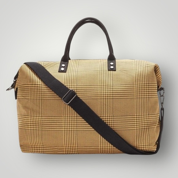 Lulu Dharma Yellow Plaid Fraiser Weekender Bag - Picture 2 of 6
